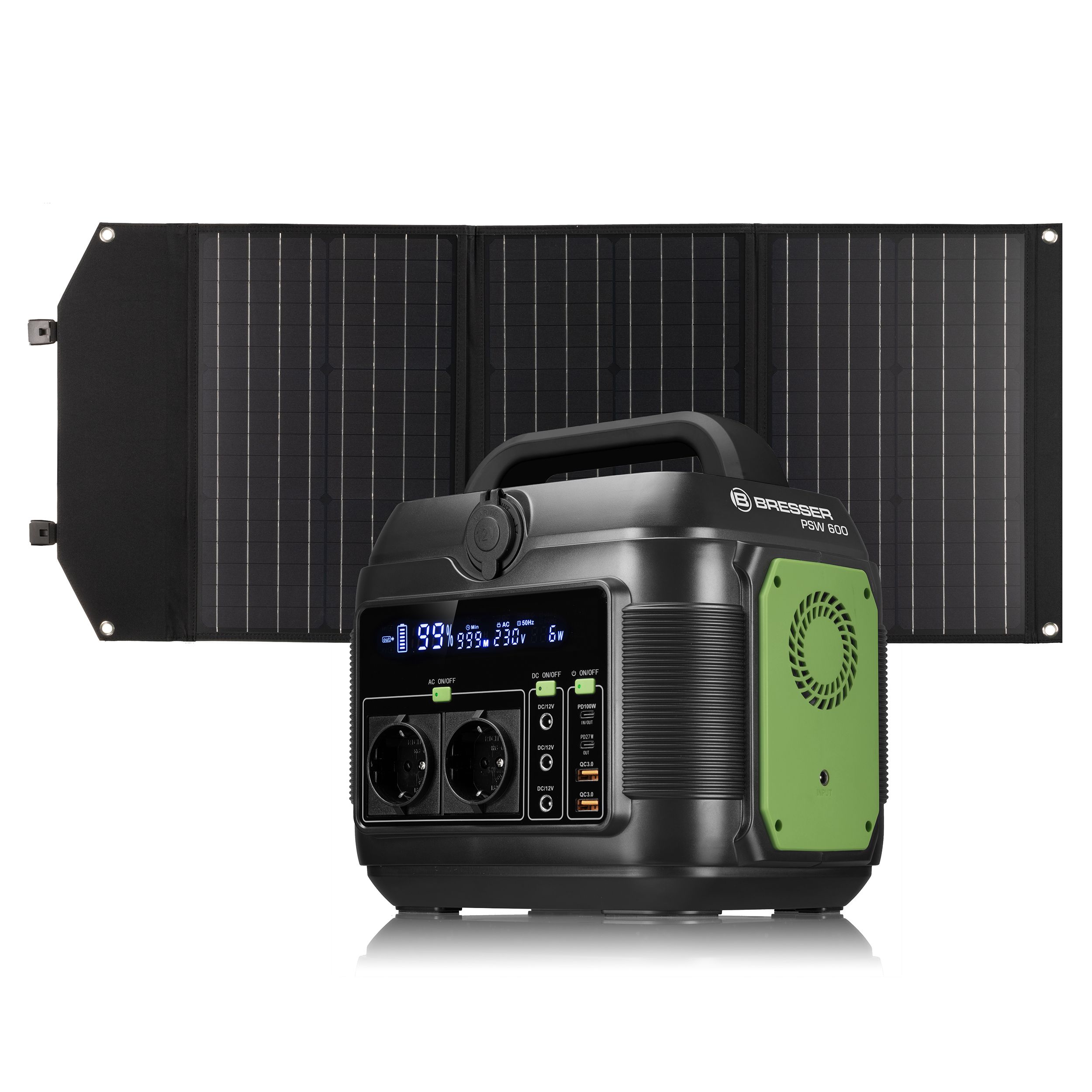 KIT Batterie externe portable 1200 W + Panneau solaire 120 W Bresser,Camping  & Travelling