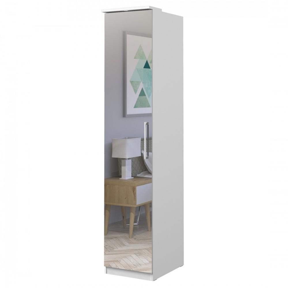 Armoire 1 porte avec miroir pour dressing collection MODULO coloris blanc avec LED incluses