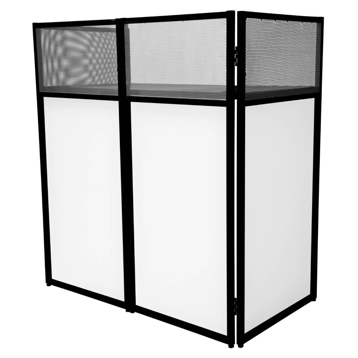 Façade Portable en Métal pour Stand DJ Disc Jockey DJ Booth 114 x 105 x 57  cm - [1 Tissu Noir & 2 Tissus Blancs INCLUS]