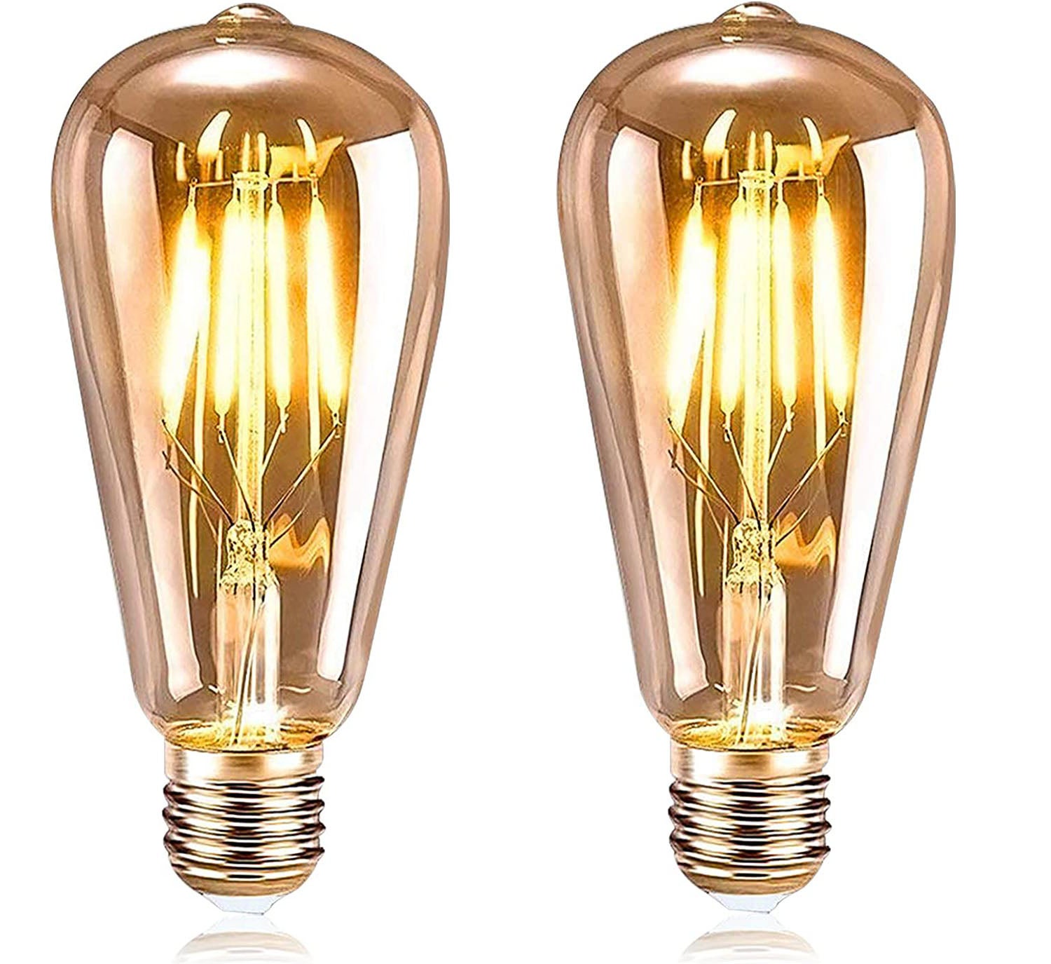 BESLAM Ampoule LED E27 ST64 Vintage, 6W 450LM Rétro Blanc Chaud Spirale  Filament à enroulement Lampe à vis Non Dimmable, Équivalent à incandescence  60W, 2500K Edison Ampoules de Verre, Lot de 6 