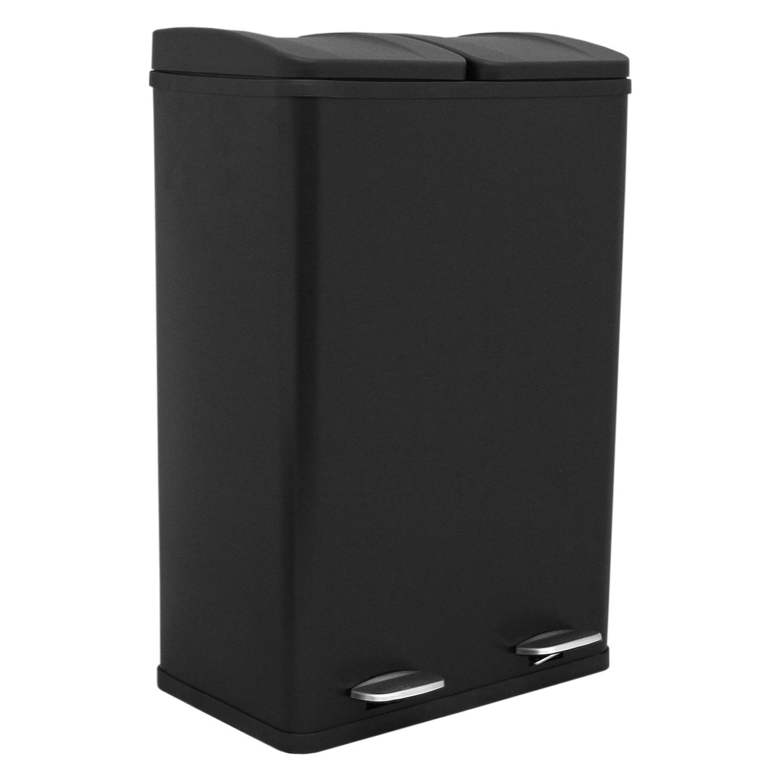 ⇒ Comprar Cubo basura reciclaje con pedal 2 compartimentos 30+18lt plastico  negro ecologic ▷ Más de 200 tiendas ✔️