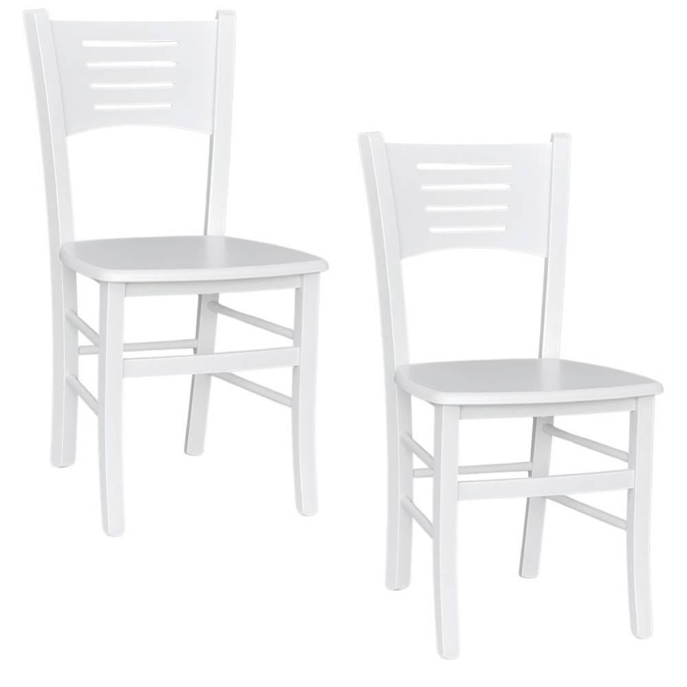 Sedia in legno bianco ghiaccio seduta massello - Decoro