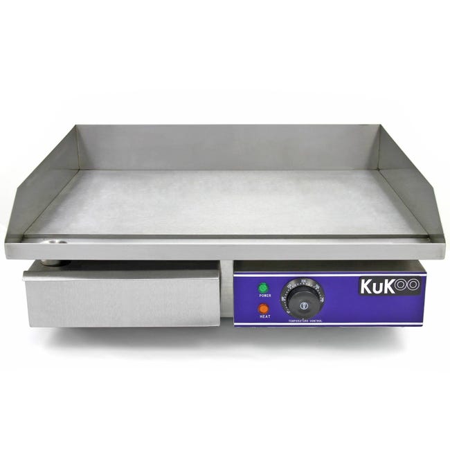 Kukoo - Piastra Elettrica da Cucina in Acciaio Inossidabile Griglia  Professionale Liscia Bistecchiera da Bar Ristorante