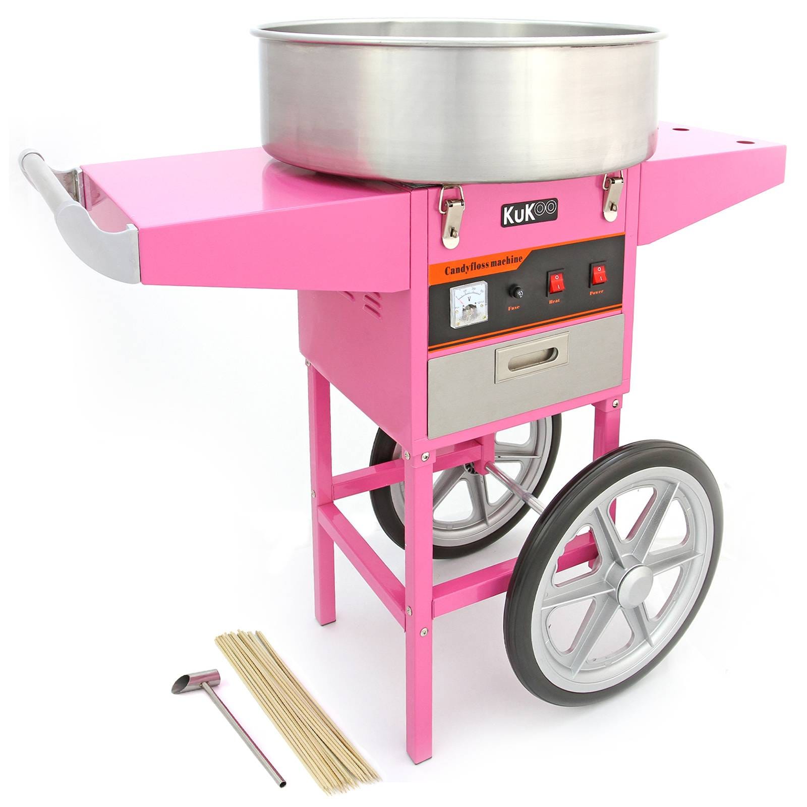 Kit Máquina Algodón de azúcar + preparación rosa y azul 800 g + 100 palillos
