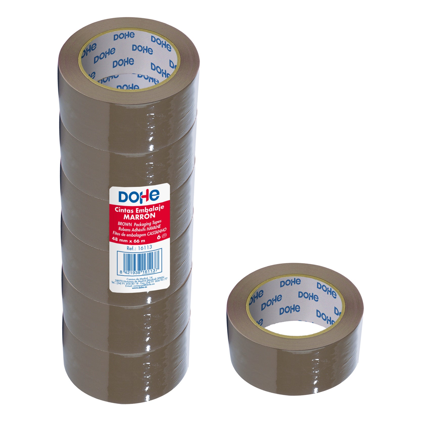 Pack de 6 Precintos de Polipropileno - Medidas 48mm x 66m - Color Marron  Dohe