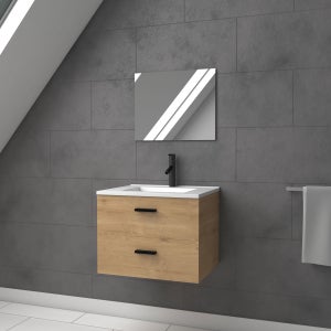 Meuble de salle de bain avec vasque 60 cm, ensemble de salle de bain noir  Brianza