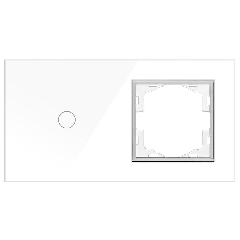 IluminaShop Interruptor Táctil de Cristal Blanco Empotrable Conmutado  Simple + Mecanismo Blanco