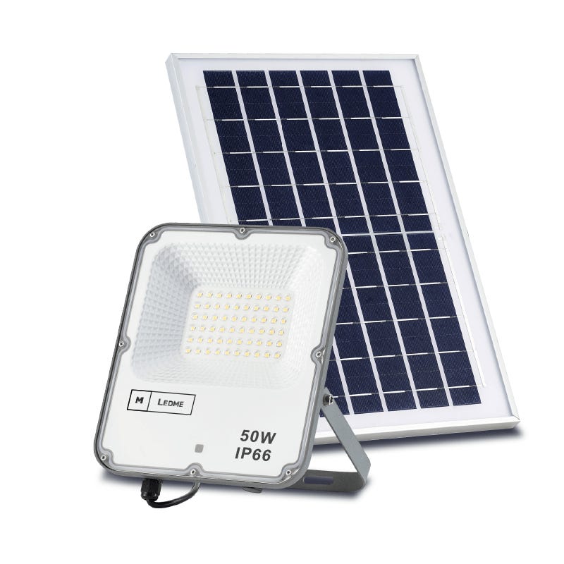 TIENDA EURASIA - Foco Led de Exterior Solar con Panel y Mando, 10-20W,  6500K, Impermeable IP66, Ángulo de Iluminación 120º