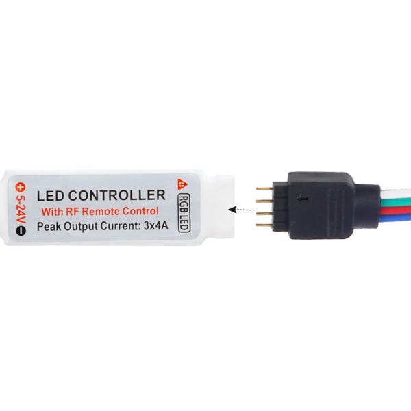 Kit de tira LED 2 metro 12V DC 8W color RGB con transformador y controlador