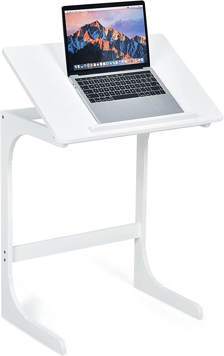 Table de Lit pour Ordinateur Portable avec Plateau Inclinable, 60 x 40 x 70  cm Blanc