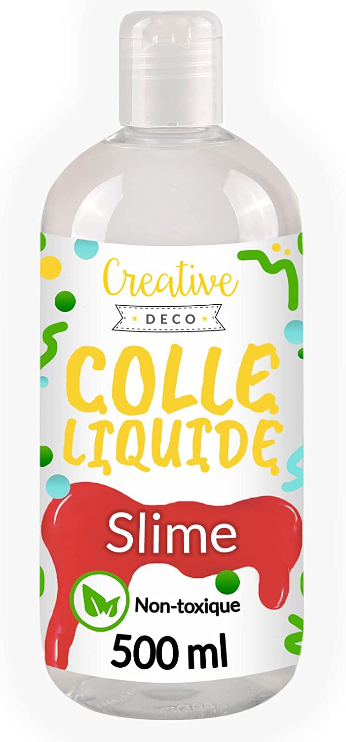 Creative Deco Colle Liquide pour Slime, 500 ML, Idéal pour Verre, Tissu,  Carton, Bois, Papier, Bricolage et Loisir Creatif, Colle Enfant Scolaire