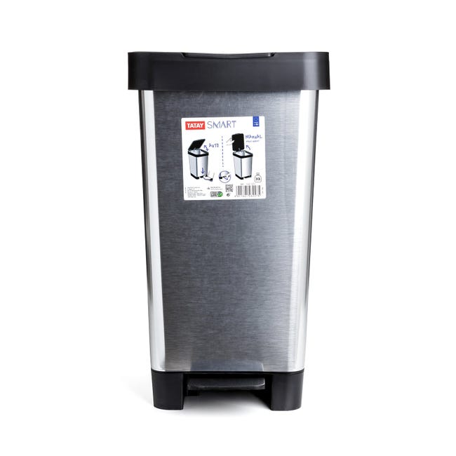  TATAY Cubo de pedales de baño estándar, 3L, polipropileno,  negro, 3 litros : Hogar y Cocina