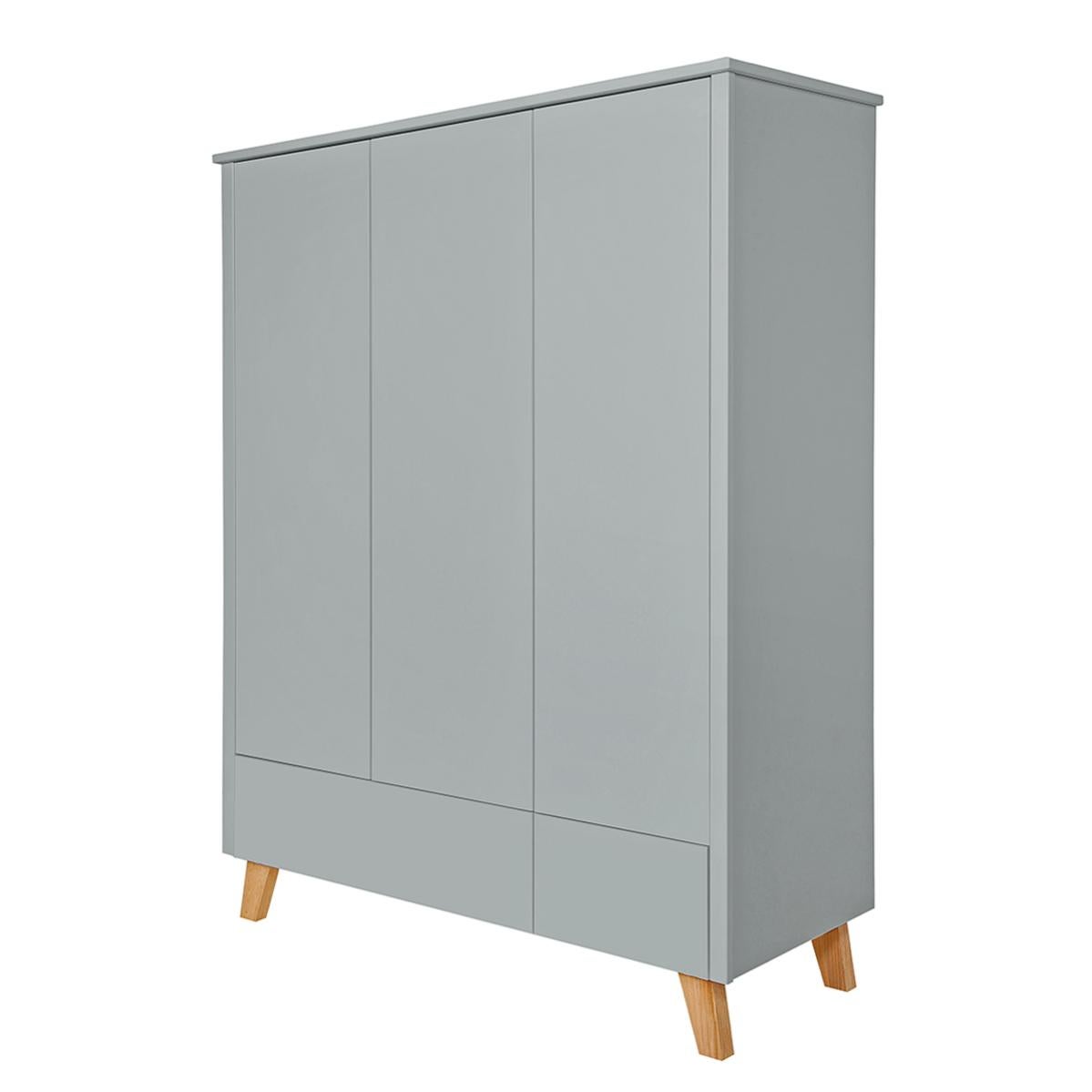Armoire 3 portes 2 tiroirs Zara Gris Leroy Merlin