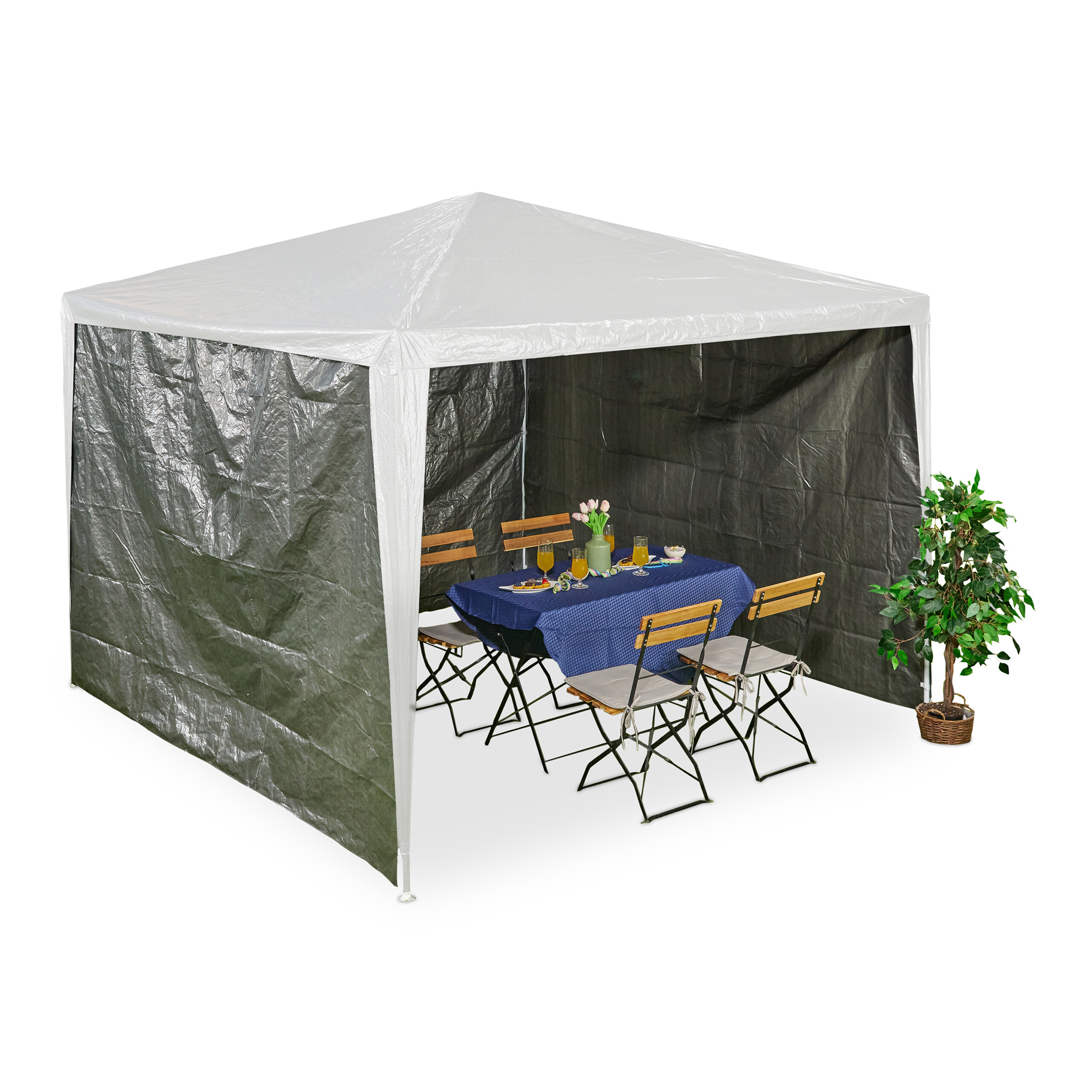 Relaxdays Tende per Gazebo Laterali 2x3 m, Set 3, Telo Impermeabile