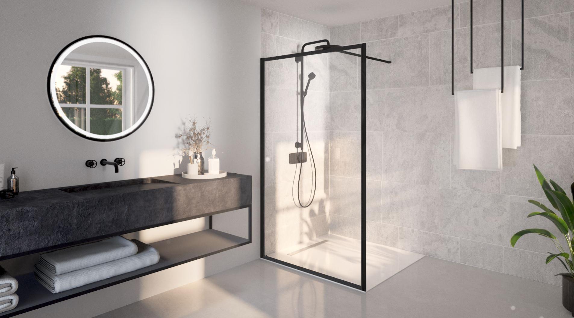 Paroi de douche LOFT STYLE BLACK 6 MM H.198 x L.120 cm Fabrication