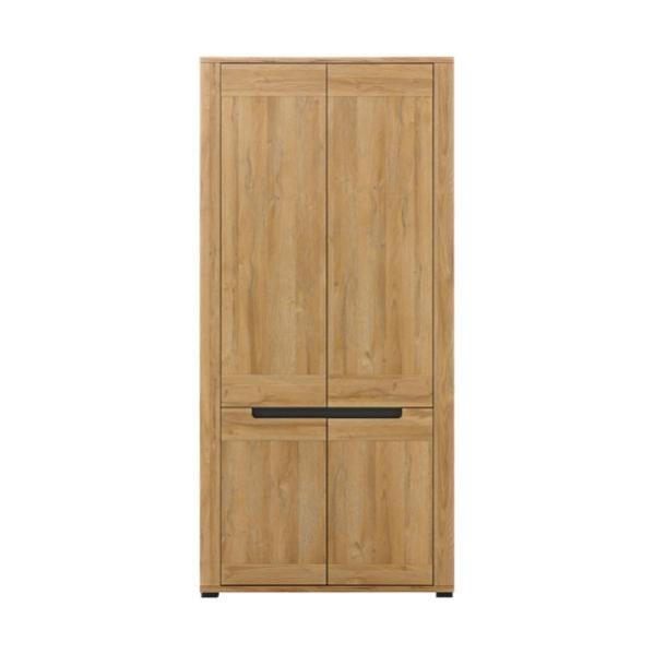 Armoire 4 portes Chêne/Gris CRACOVIE L 91 x l 54 x H 194 cm Leroy