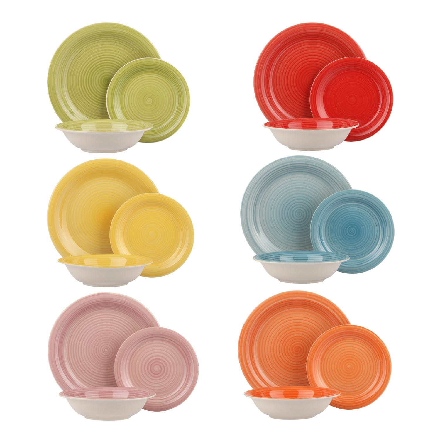 Set piatti colorati linea Happiness 18 pezzi in stoneware