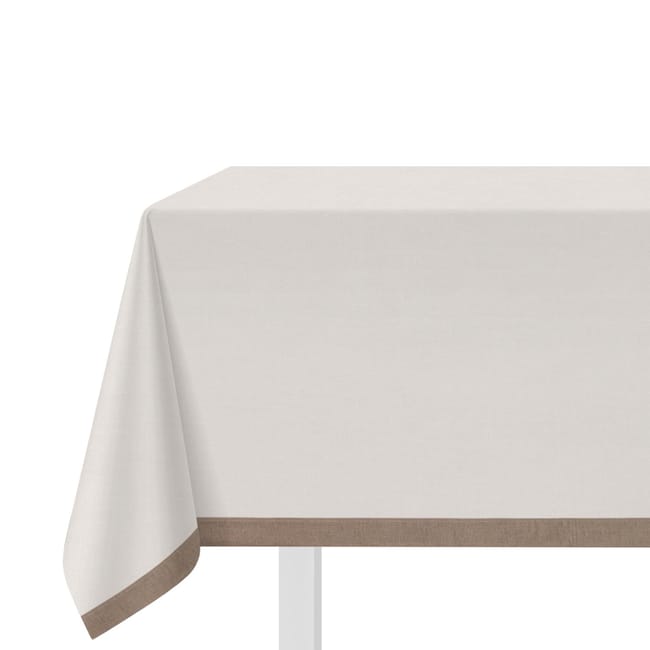 Tovaglia Autunnale Rettangolare A Scacchi INTRECCI - Cotone E Poliestere Tinto Filo, Made In Italy, 140x240 Cm Per 10/12 Posti, Colore Beige/Bianco