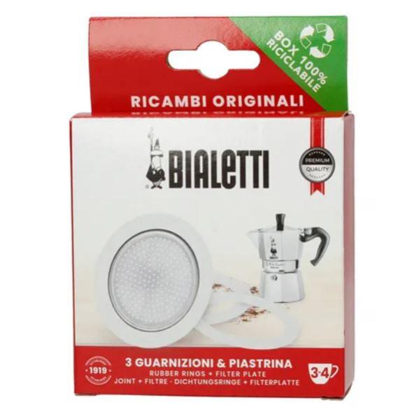 Bialetti Ricambio 3 Guarnizioni Originale E Filtro Per Moka 3 o 4 Tazze
