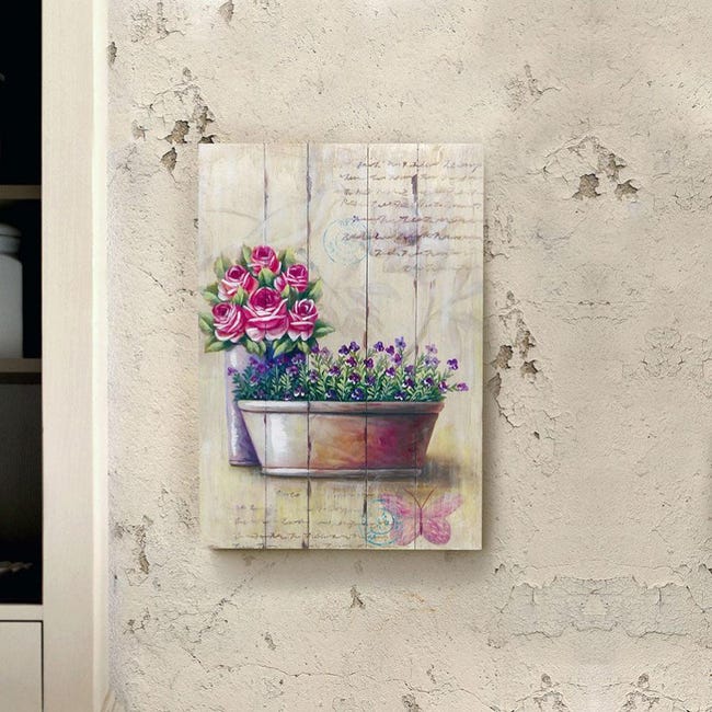 Quadro Canvas Rettangolare Shabby Chic Butterfly Collection Terza Variante  51 x 35