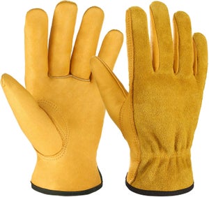 Gants de jardinage en cuir Navaris unisexe - 1 paire de gants de travail  pour hommes