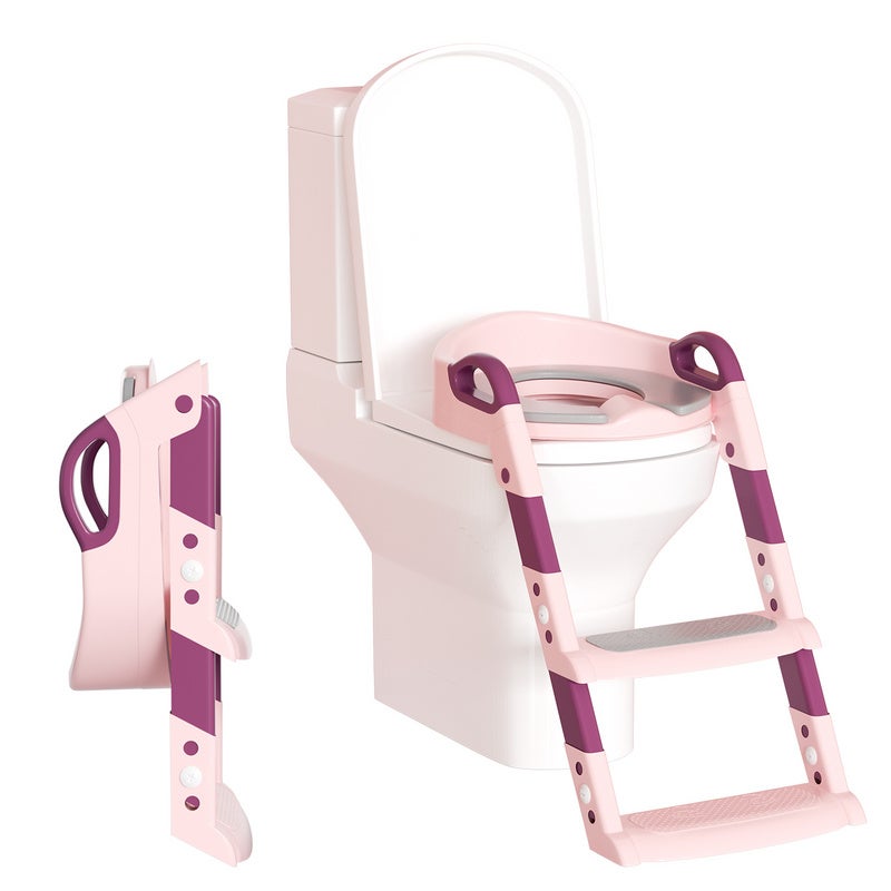 Réducteur de Toilette Enfant Pliable et Réglable pour Enfant de 2 à 7 Ans  avec Marches Larges Antidérapants,Charge Max50kg - NENETOUTI