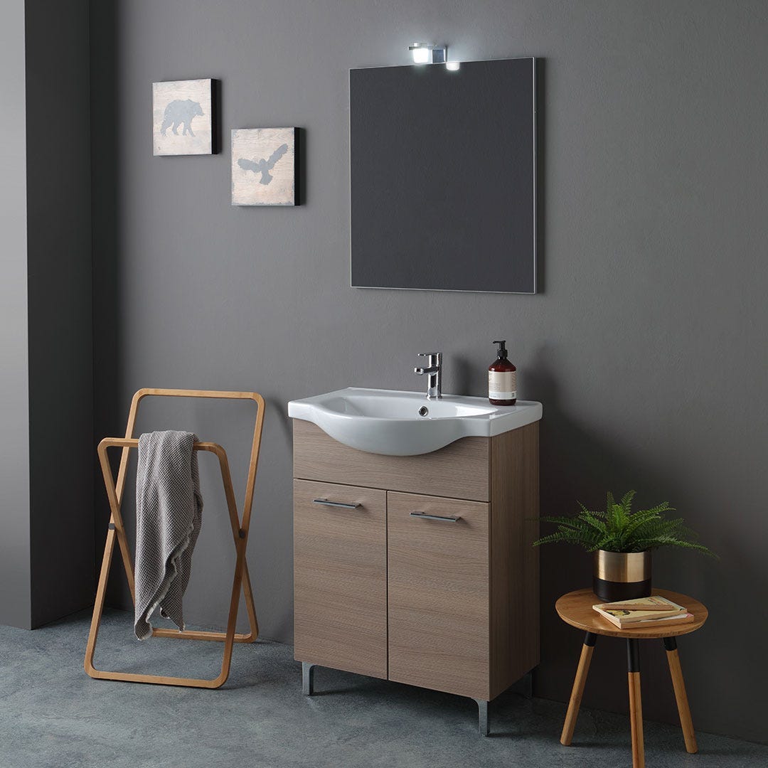 Mueble para tapar pie de lavabo Sintra acabado roble aurora, 64cm (alto) x  59cm (ancho) x