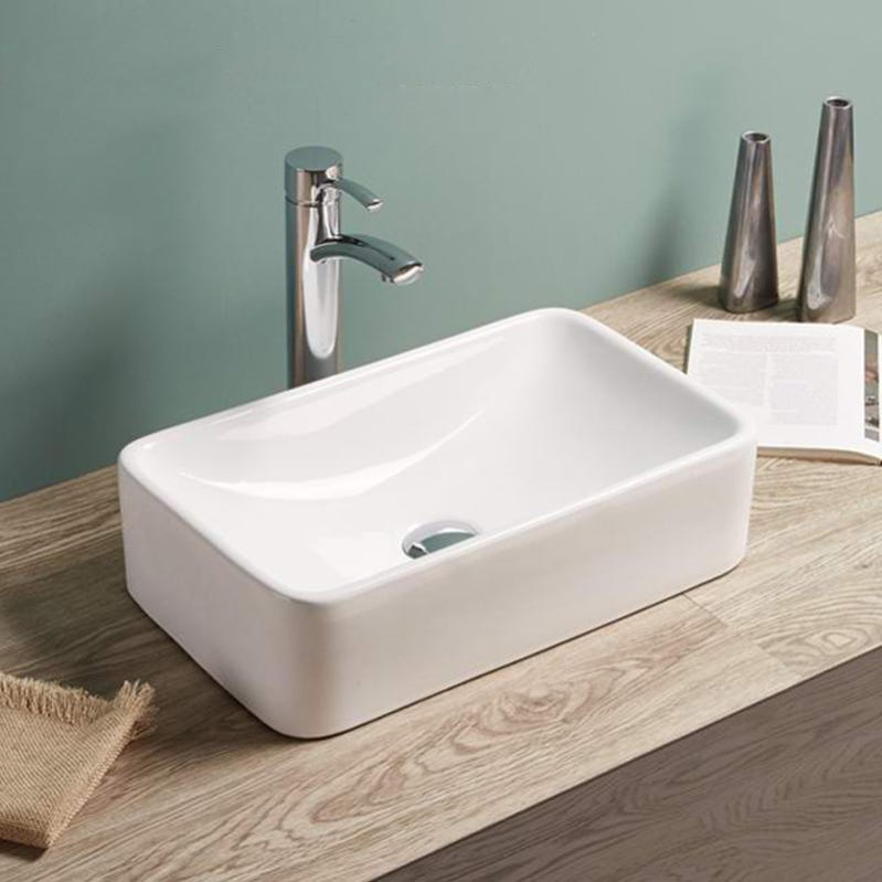 Lavabo Da Appoggio Ceramica Bianco 41x36x13 Cm - Con Foro Rubinetto E Troppopieno - Foto 8
