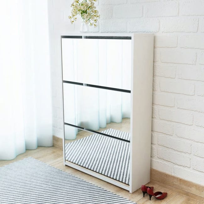 Maison Exclusive - Mueble zapatero blanco compartimentos con espejo cm | Leroy Merlin
