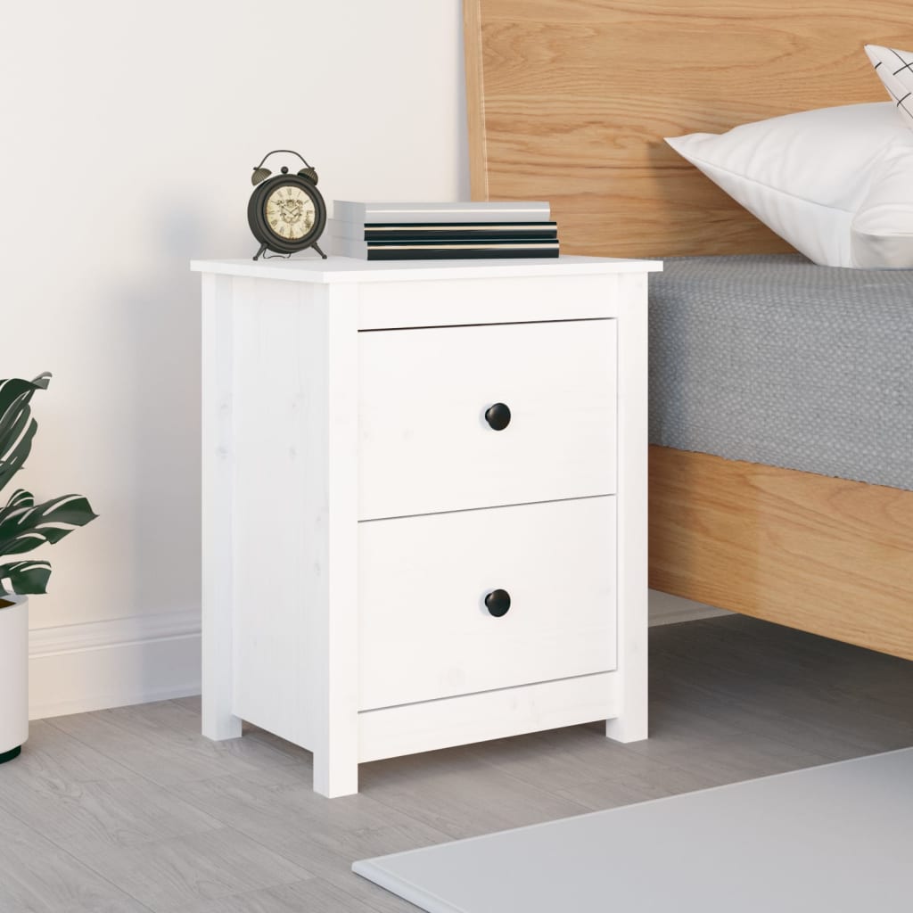 Maison Exclusive - Mesa de cabeceira 50x35x61,5 cm madeira de pinho maciça  branco