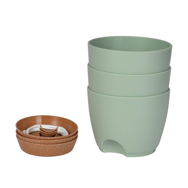 Pots à arrosage automatique de 16,5 cm, 3 jardinières en plastique avec  trous de drainage en maille pour plantes de jardin d'intérieur et d'extérieur