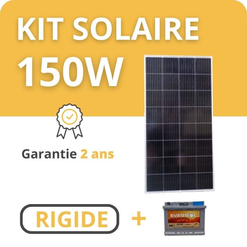 Kit Solaire Rigide 150W + Batterie - Camping Car / Tiny House