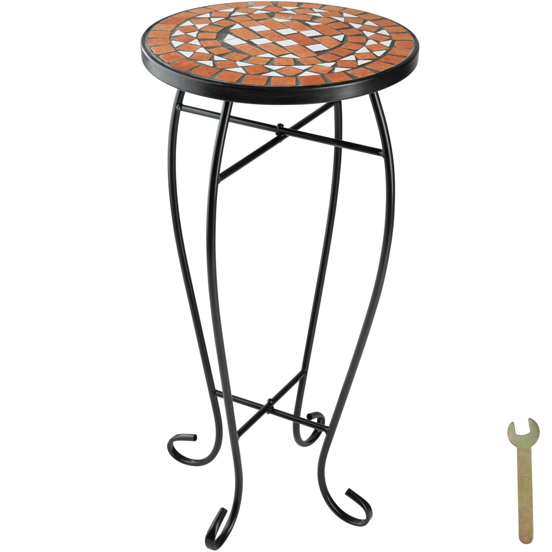 Tidyard Set da Bistrò 3 pz con Mosaico in Ceramica Blu e Bianco,Tavolo Rotondo e 2 Sedie Pieghevoli Mosaico da Giardino per Esterno in Ferro Ba
