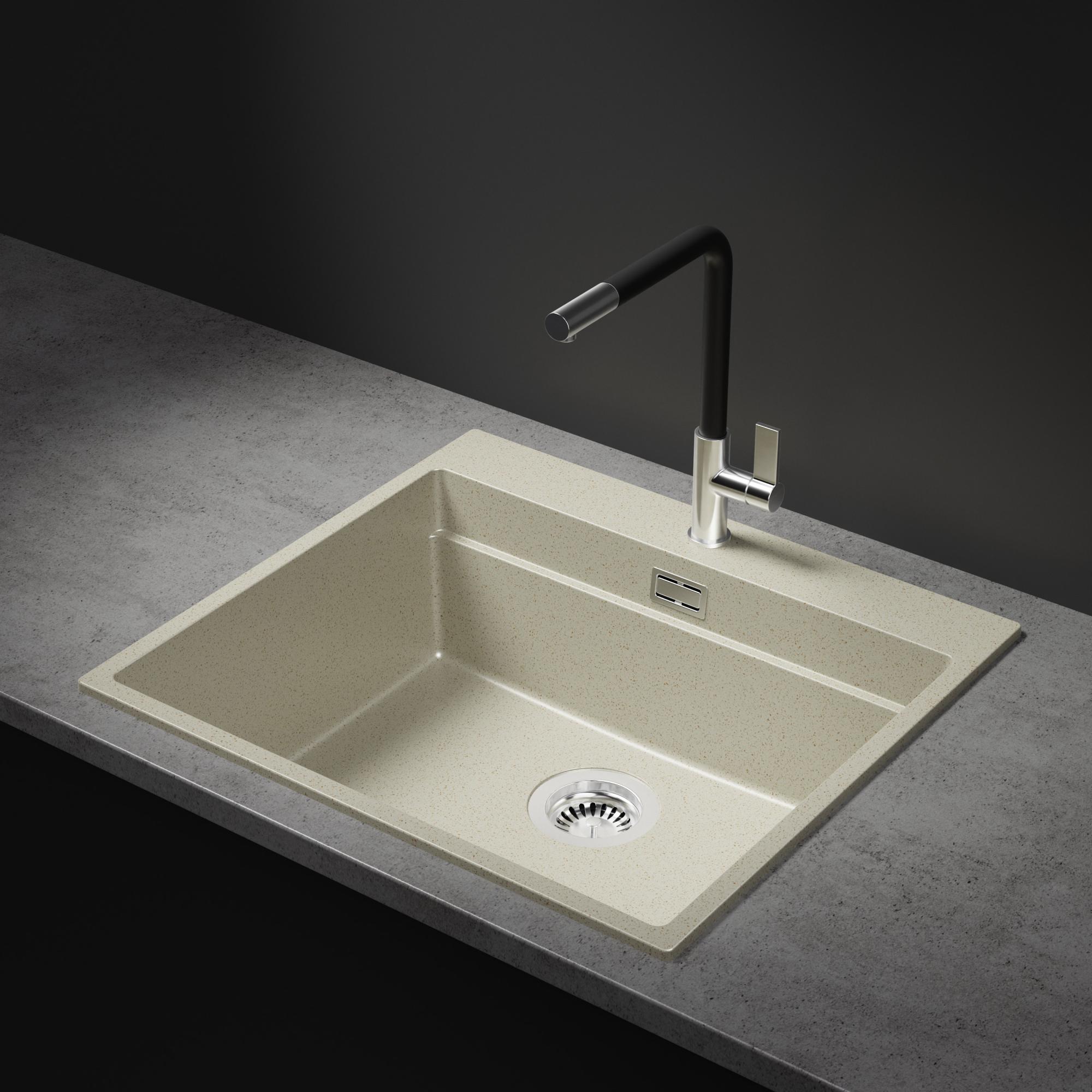 Lavello Da Cucina Tutto Nero 38x44cm, Lavandino Da Cucina A 1 Vasca