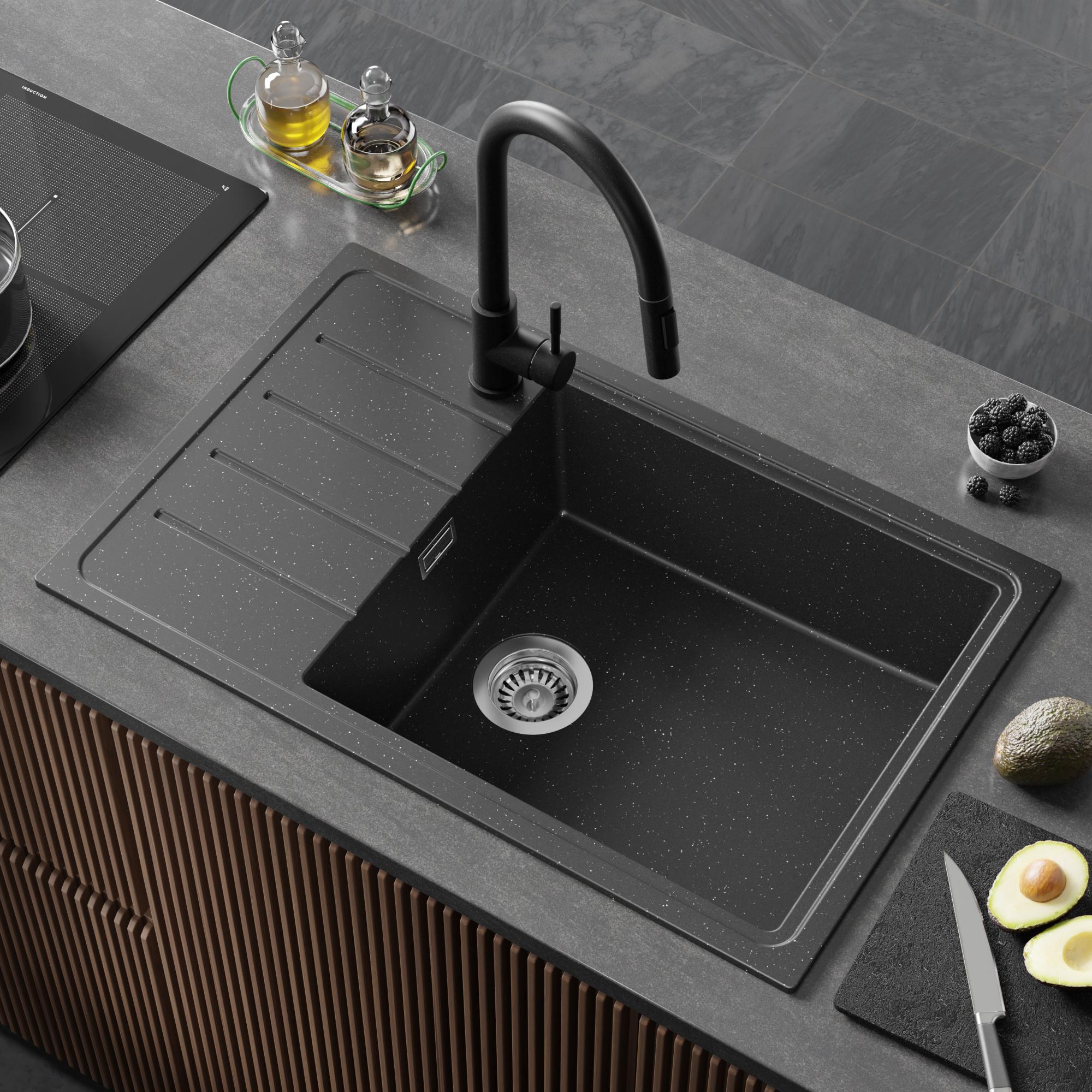 Fregadero cocina 78 x 50 cm fregadero granito un seno sif n cl sico
