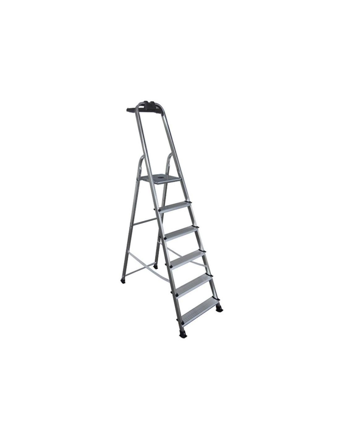 Escabeau Aluminium 6 Marches - Hauteur D'Accès 3.2m Avec Rampe Sécurité