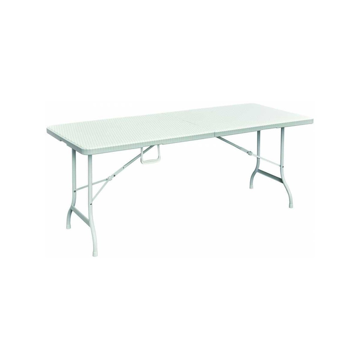 Mesa plegable rectangular blanca 180x75xal72cm resina efecto ratán camping recepciones fiestas eventos kz garden
