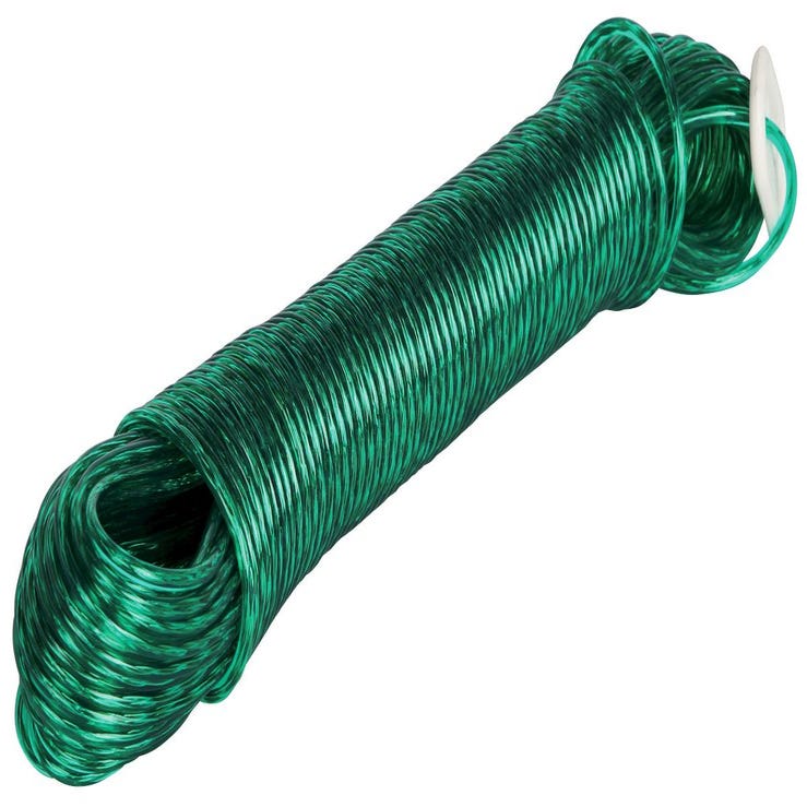 Corde à linge PVC avec âme en fil 30 m x 3 mm vert