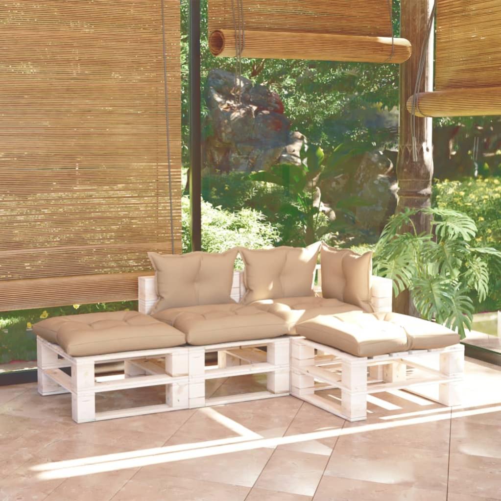 Maison Exclusive Muebles de jardín de palets 4 pzas con cojines madera
