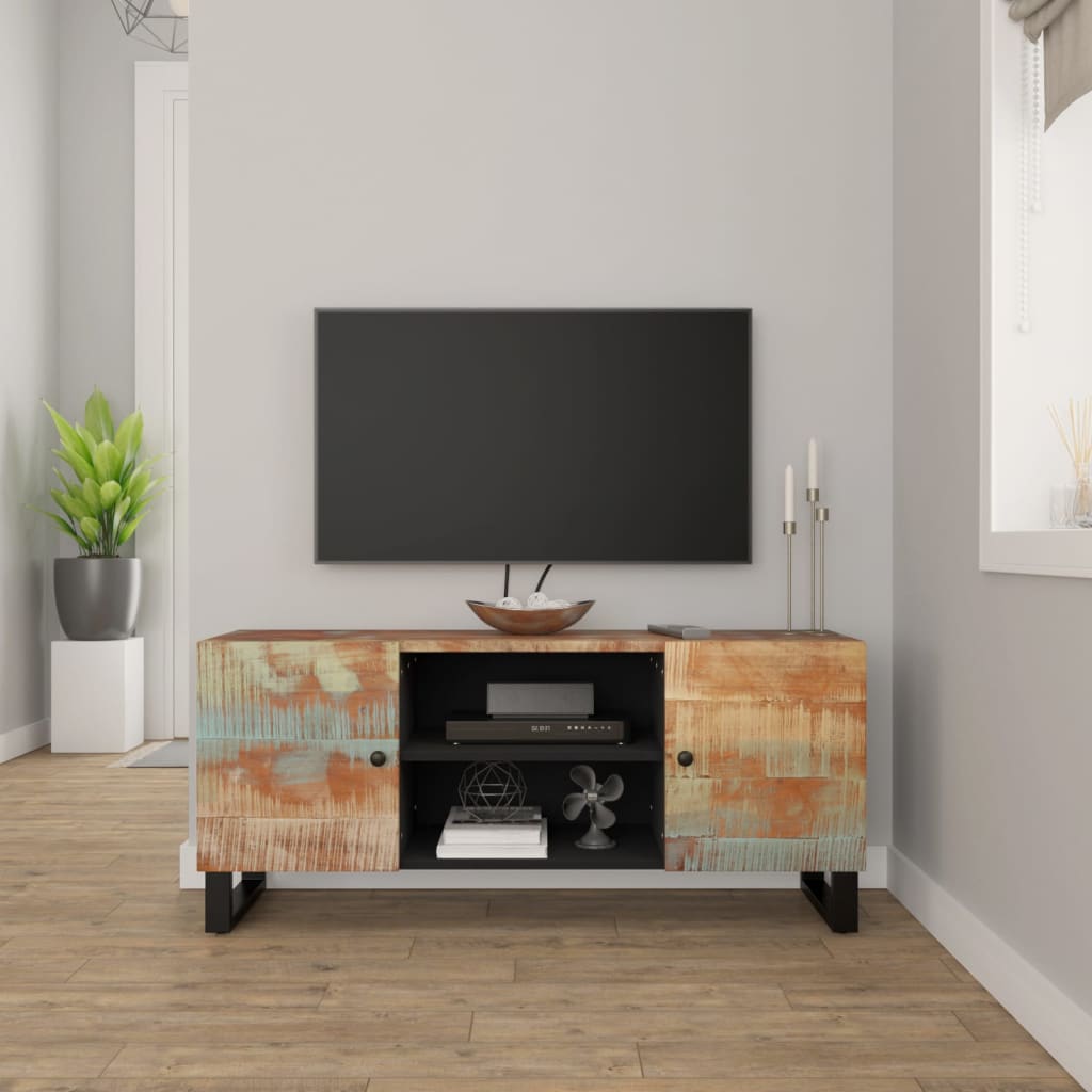 Mueble tv madera reciclada con dos puertas de estilo industrial