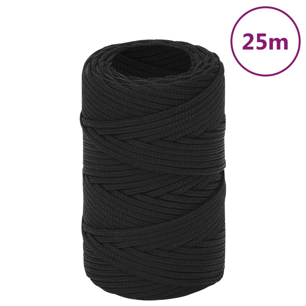 Maison Exclusive - Corda Nautica Completamente Nera 2 mm 25 m in  Polipropilene