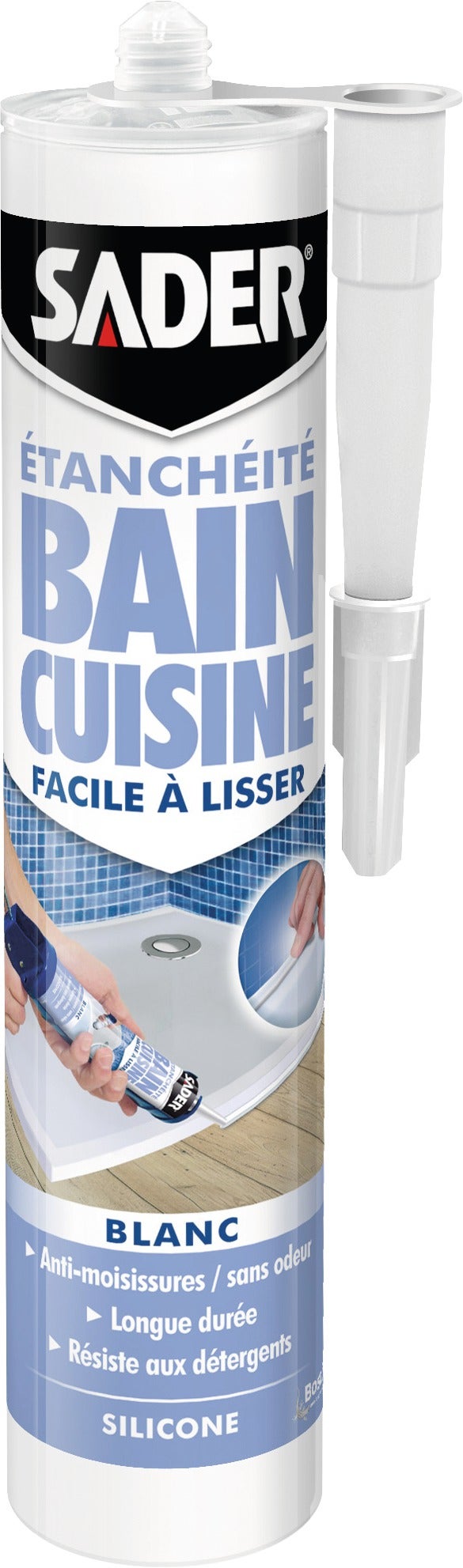 SADER Mastic silicone bain et cuisine transparent Sader 200 ml