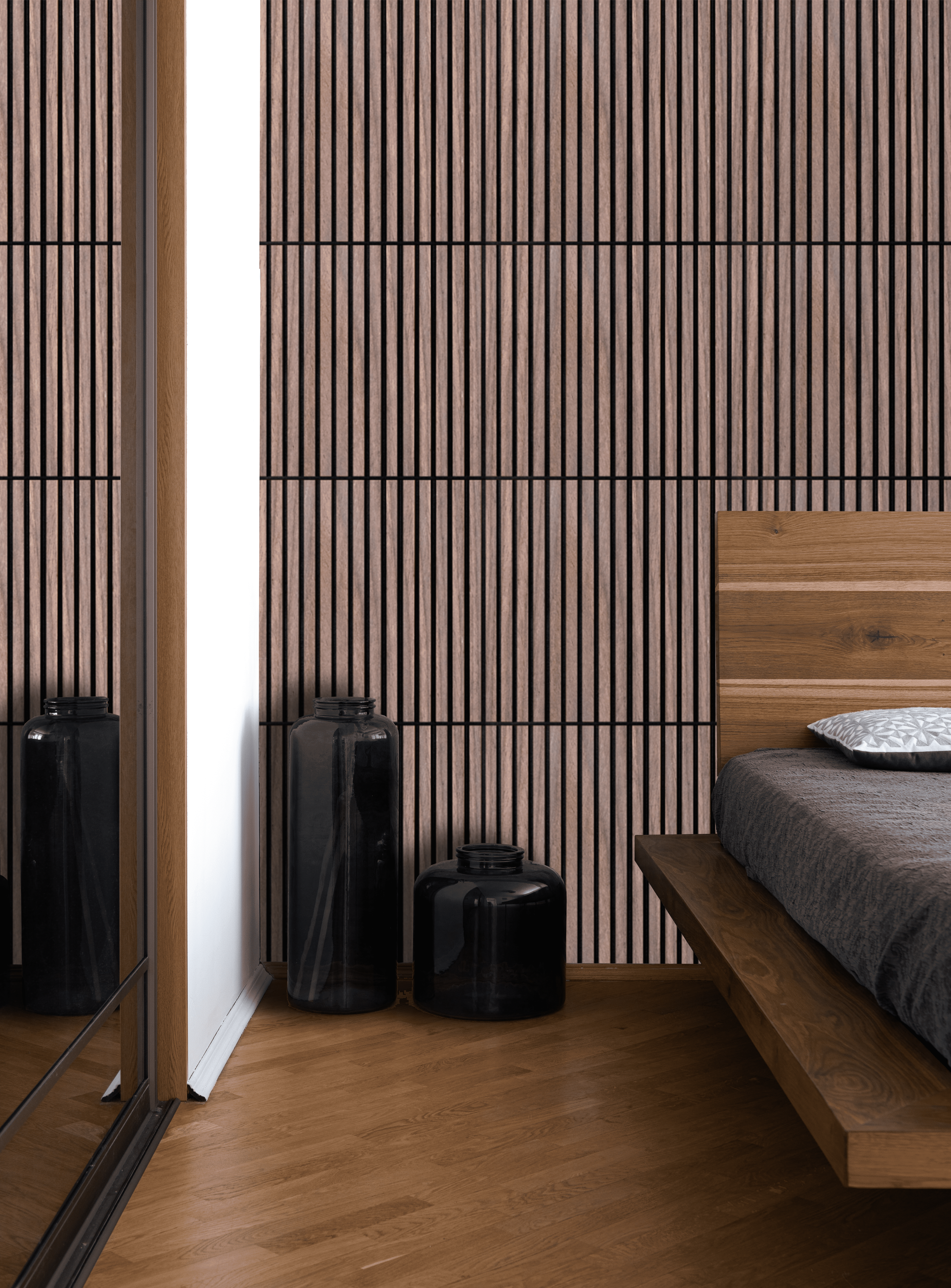 Revestimiento de pared Palillería acústico color teja/negro de 265x25 cm