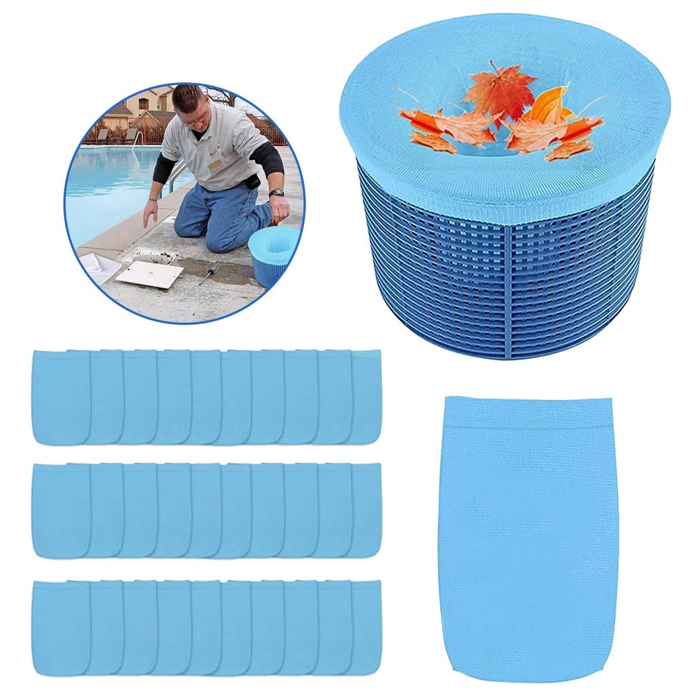 30pcs / Set filtre stockage piscine skimmer chaussettes nylon piscine  panier skimmer filtre chaussettes-bleu