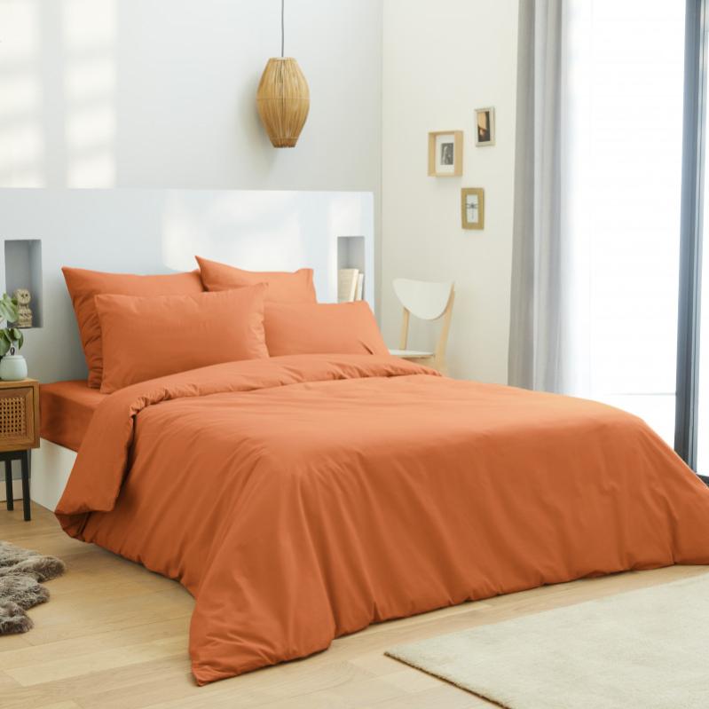 Housse De Couette Double LEMON TREE Selma – Coton 100%, Turquoise/orange/blanc (NEUF)