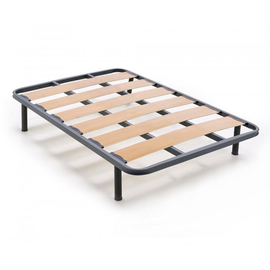 Somier lama ancha de tubo acerado 40x30 mm con sistema anti-ruido, patas de 32 cm, medida: 140x200 cm