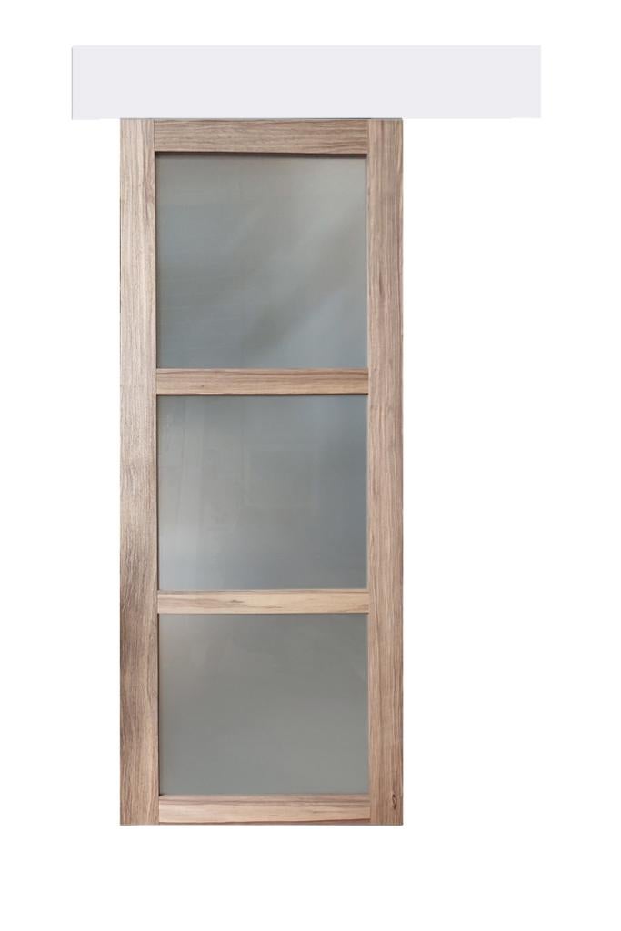 Porta Scorrevole in Legno Frake Vetro H204 x L83 + binario in alluminio ...