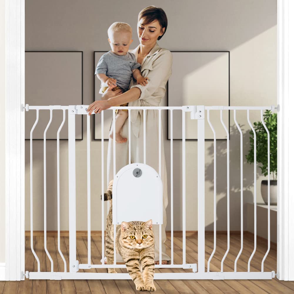 Barrera de seguridad para niños extensible Barrera de escalera de cierre  fácil H.76 x W.75 - 111 cm máx. blanco, Blanca