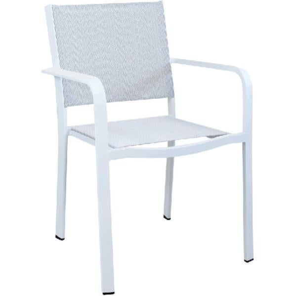 Oviala Sedia Da Giardino NICE In Alluminio E Textilene Bianco, Impilabile, Resistente Alle Intemperie, 57x90 Cm - 3