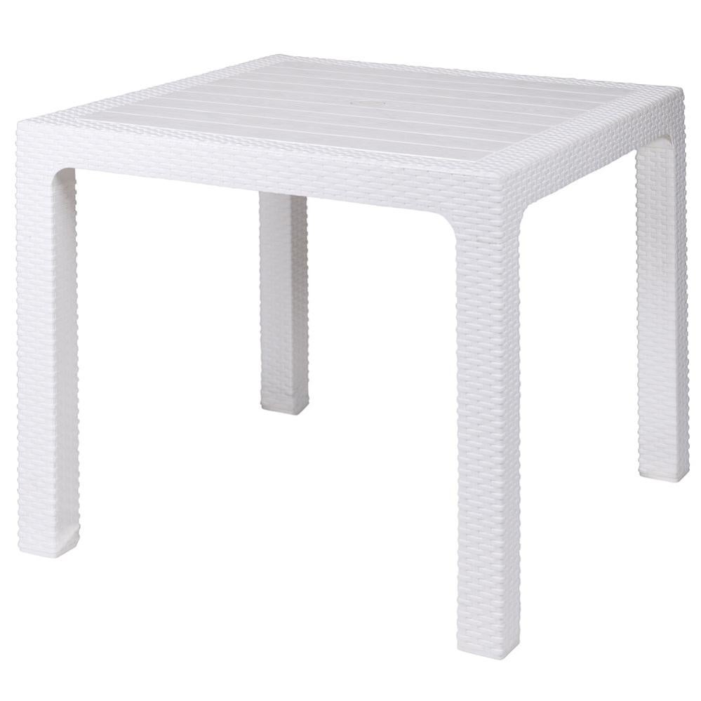 LIFERUN Tavolo da giardino resistente alle intemperie con foro per ombrellone, 110 x 70 cm, telaio in alluminio, tavolo da pranzo rettangolare per esterni, colore nero